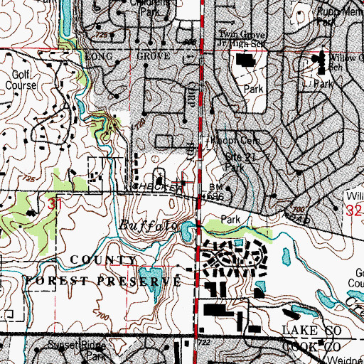 Topographic Map of Hope Lutheran Church of Buffalo Grove, IL