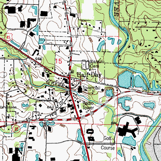 Topographic Map of North Shore Presbyterian Church of Lincolnshire, IL