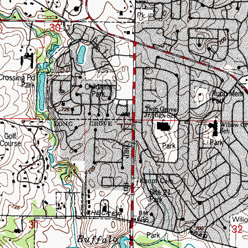 Topographic Map of Twin Grove Baptist Church, IL