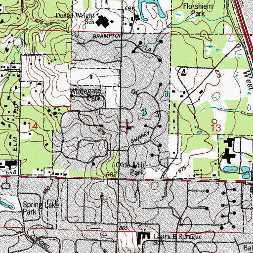 Topographic Map of Village Church of Lincolnshire, IL