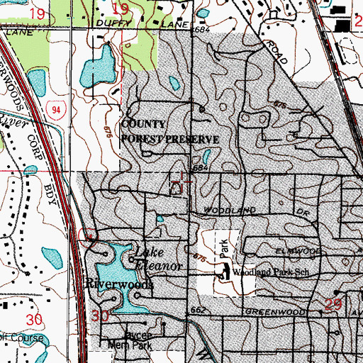 Topographic Map of Wilmot Road Baptist Church, IL