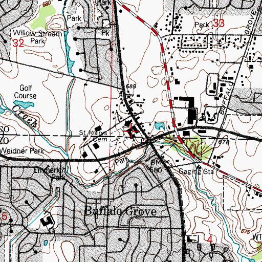 Topographic Map of Saint Marys School, IL