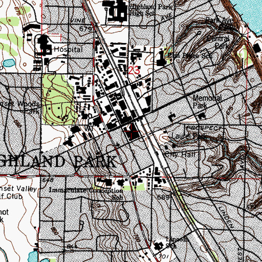 Topographic Map of Port Clinton Square Shopping Center, IL