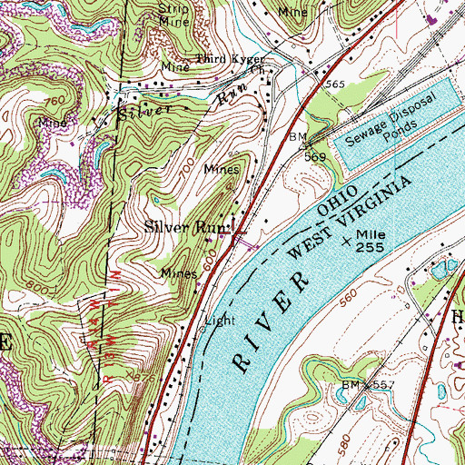 Topographic Map of Silver Run Post Office (historical), OH