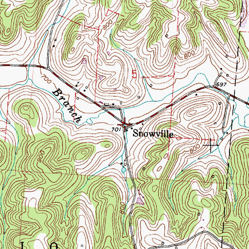 Topographic Map of Snowville Post Office (historical), OH