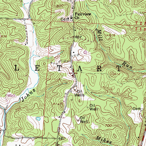 Topographic Map of Ulric Post Office (historical), OH