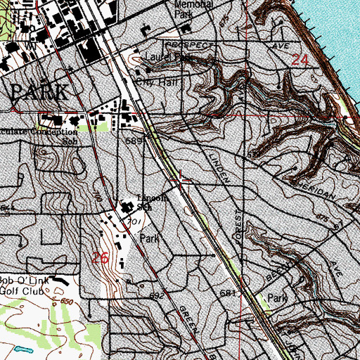 Topographic Map of Lincoln Place Park, IL