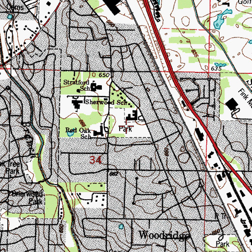 Topographic Map of Westridge Park, IL