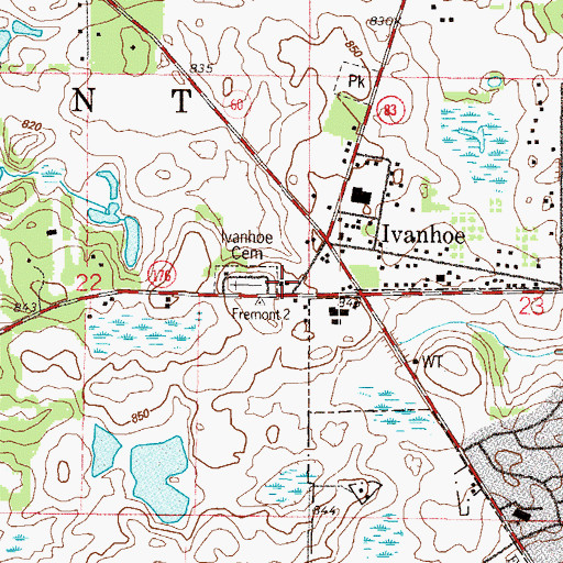 Topographic Map of Ivanhoe Congregational Church, IL