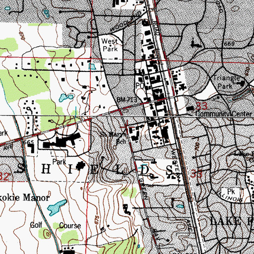 Topographic Map of Saint Mary's Church, IL