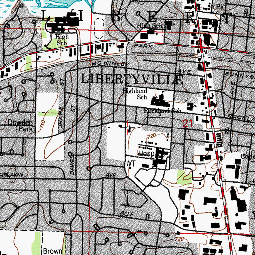 Topographic Map of Evangelical Free Church, IL