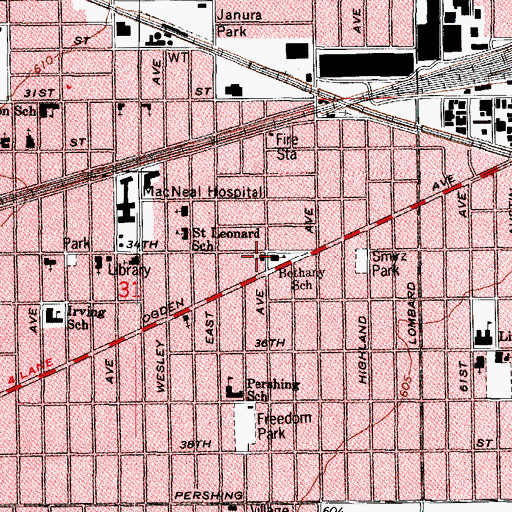 Topographic Map of First Congregational Church, IL