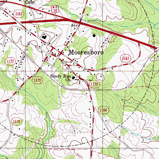 Topographic Map of Sandy Run Cemetery, NC