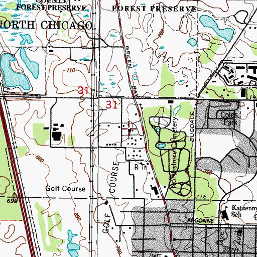 Topographic Map of Hillcrest Baptist Church, IL