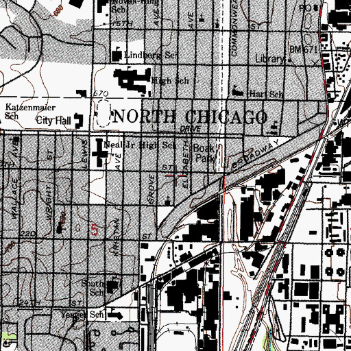 Topographic Map of Living Water Apostolic Church, IL