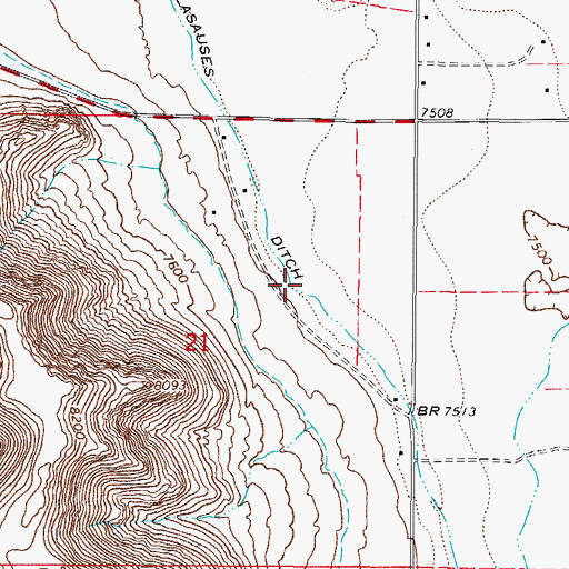 Topographic Map of Lasauses Ditch, CO