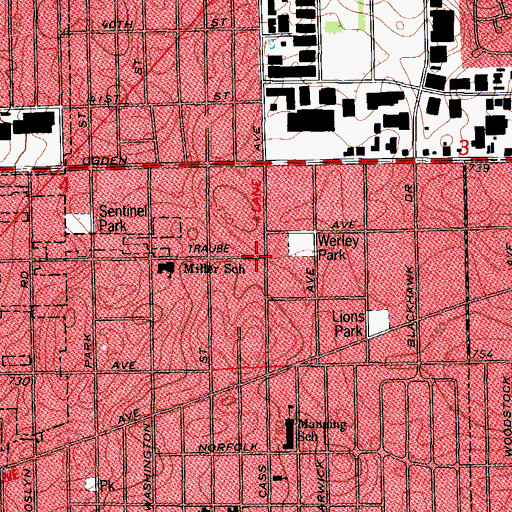 Topographic Map of Westmont Public Library, IL