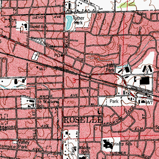 Topographic Map of Roselle Village Hall, IL