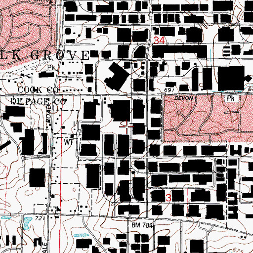 Topographic Map of Elk Grove Business Park, IL