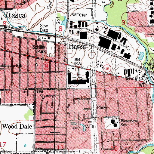 Topographic Map of Georgetown Square Shopping Center, IL