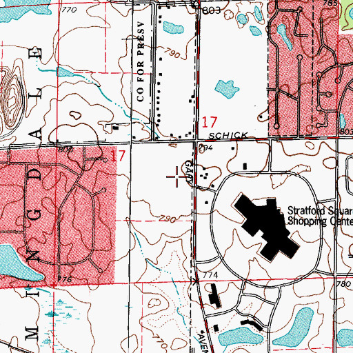 Topographic Map of Stratford Plaza Shopping Center, IL