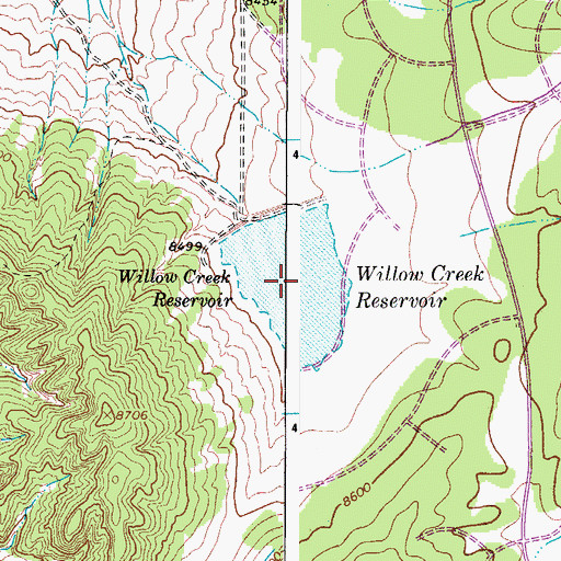 Topographic Map of Willow Creek Reservoir, CO