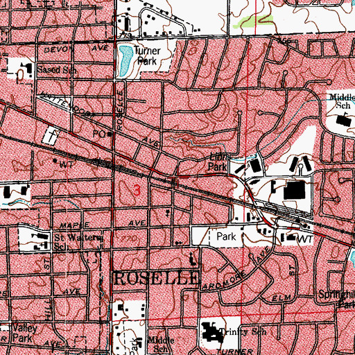 Topographic Map of Depot Park, IL