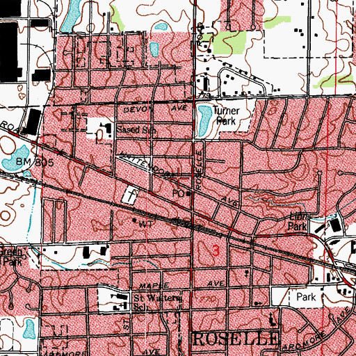 Topographic Map of Post Office Park, IL