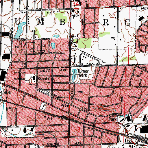 Topographic Map of Turner Pond, IL