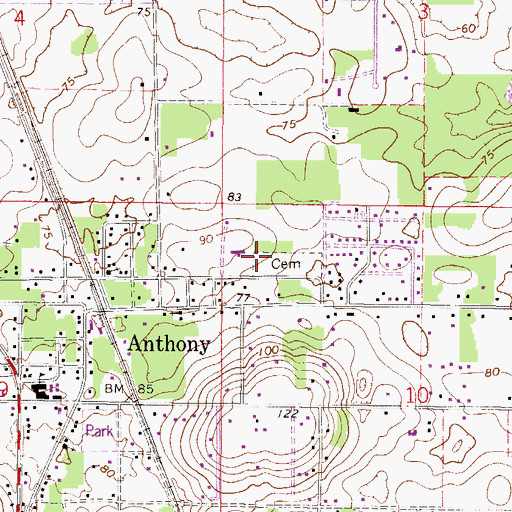 Topographic Map of Anthony United Methodist Church, FL