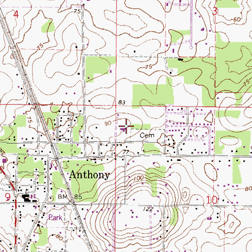 Topographic Map of Anthony Baptist Church, FL