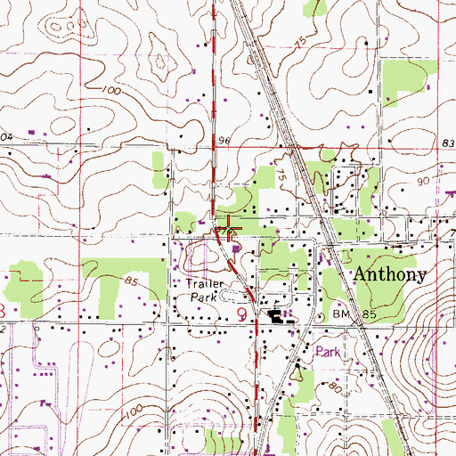 Topographic Map of Church of Christ Anthony, FL