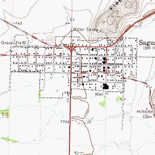Topographic Map of Saguache County Courthouse, CO