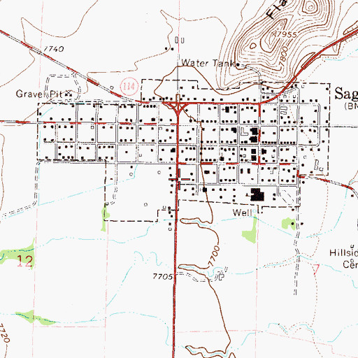 Topographic Map of Seguache County Library, CO
