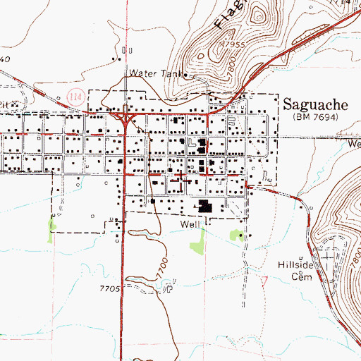 Topographic Map of Saguache County Sheriff's Office, CO