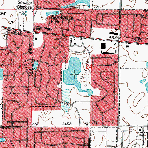 Topographic Map of Heritage Lake, IL