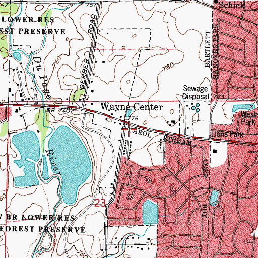 Topographic Map of Fair Oaks Plaza Shopping Center, IL