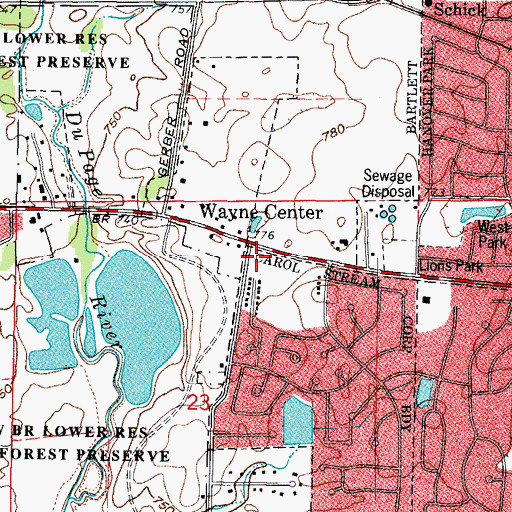 Topographic Map of Fair Oaks Plaza Shopping Center, IL