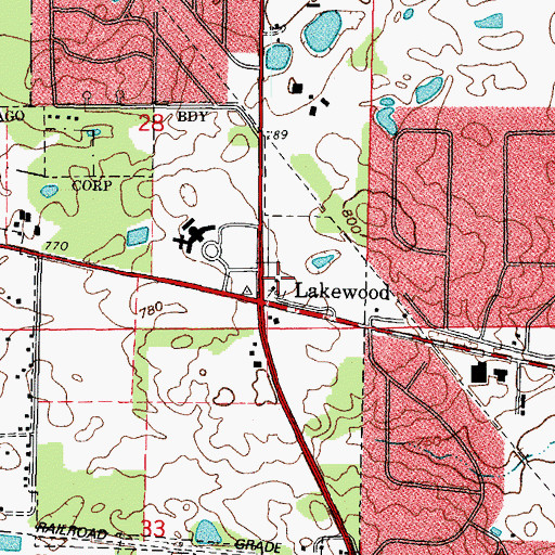 Topographic Map of Oliver Square Shopping Center, IL