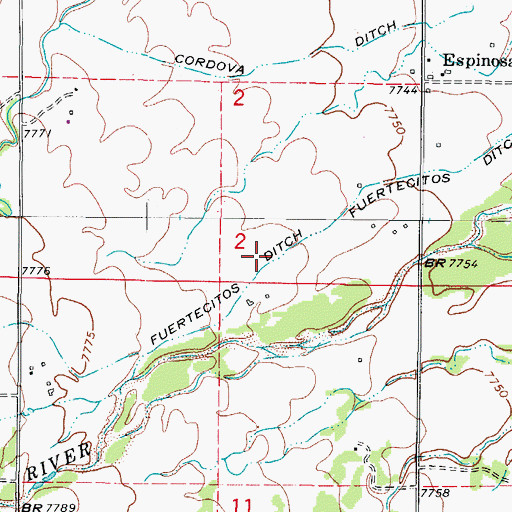 Topographic Map of Fuertecitos Ditch, CO