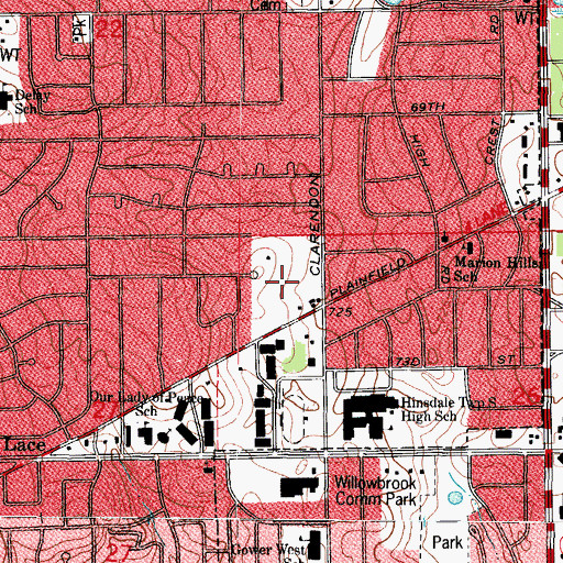 Topographic Map of Darien Community Park, IL