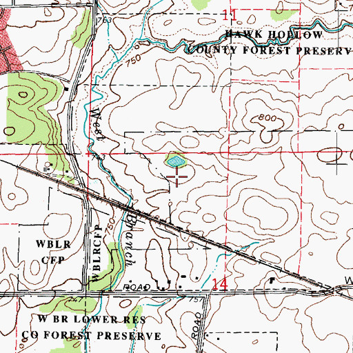 Topographic Map of Humbracht Park, IL