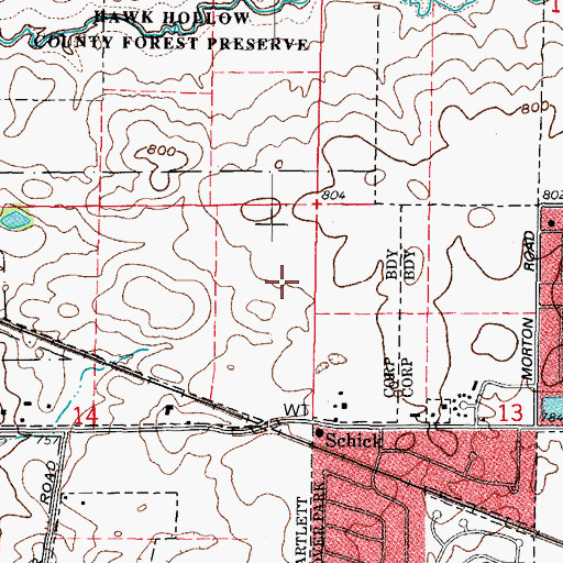 Topographic Map of Schick Park, IL