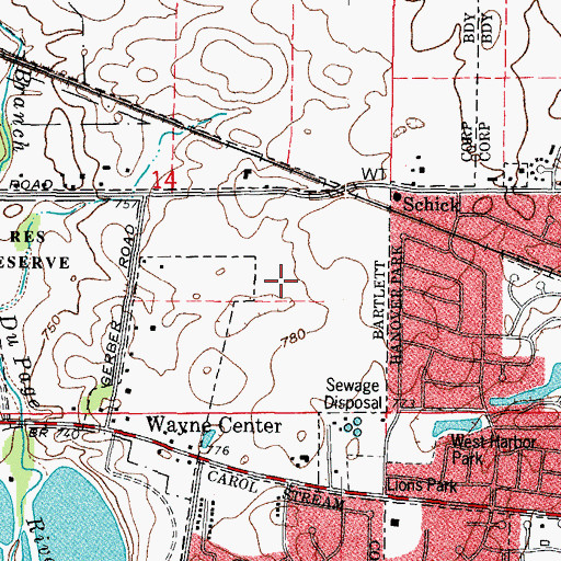 Topographic Map of Schrader Park, IL