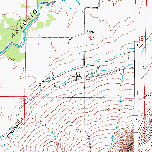 Topographic Map of Eightmile Ditch, CO