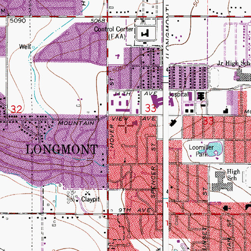 Topographic Map of Longmont Church of the Nazarene, CO