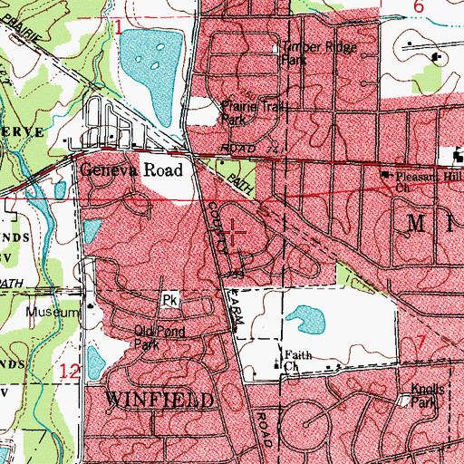 Topographic Map of Westfield Estates Park, IL