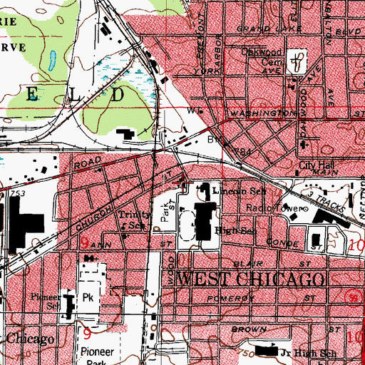 Topographic Map of Carrie Roundy Kindergarten, IL