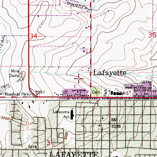 Topographic Map of Lafayette Police Department, CO