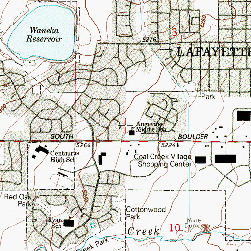 Topographic Map of Angevine Middle School, CO